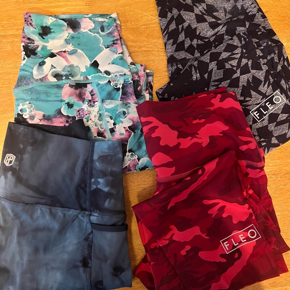 Fleo Red and Black Leggings Bold Patterned Bottoms
